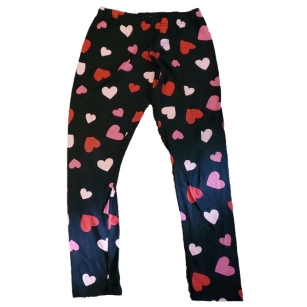 Big Girls Valentine Red Pink Heart Leggings Size 18 XXL